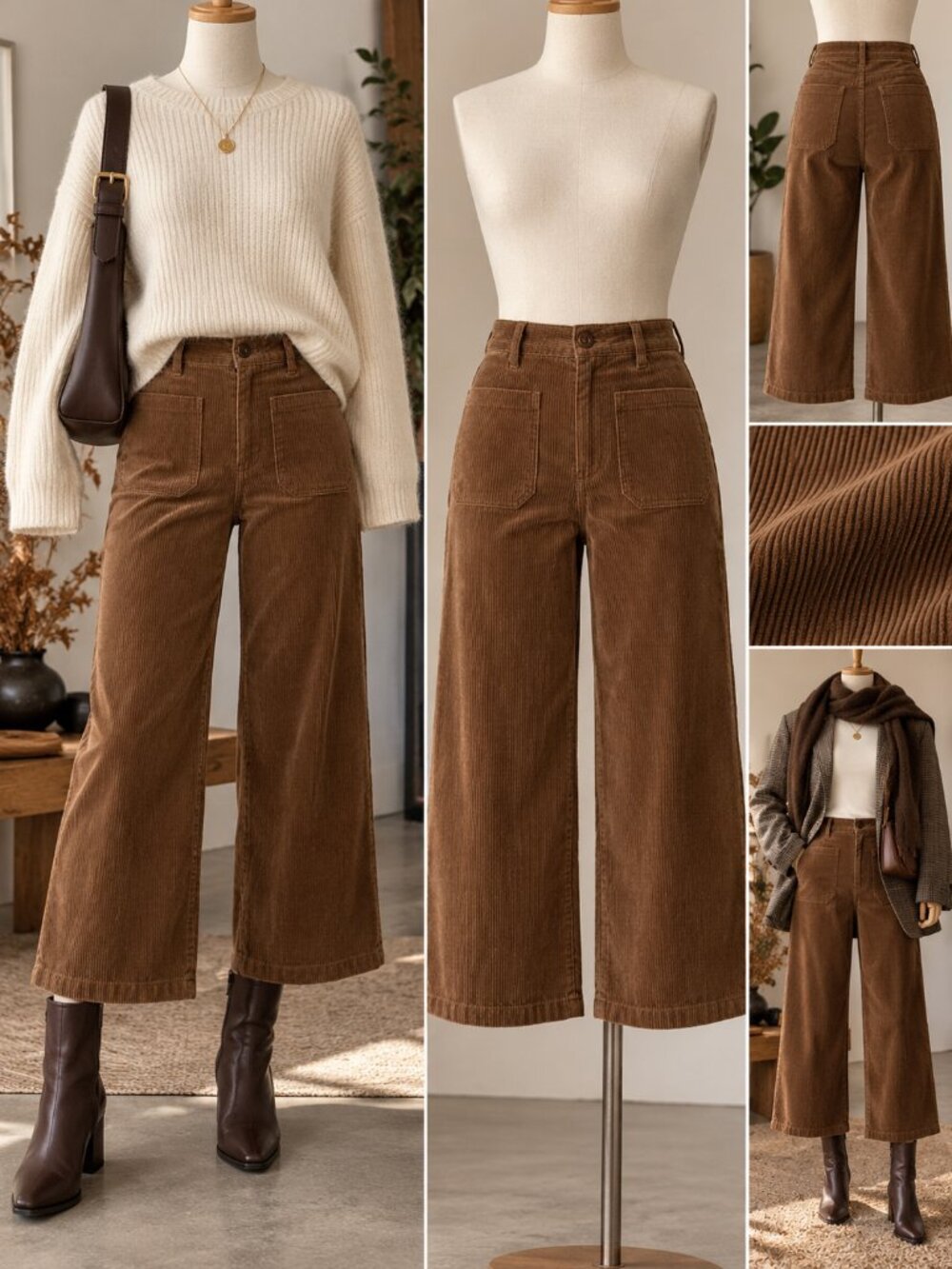 Quince Corduroy Wide Leg Pants High Rise Cropped Organic Cotton Size 4
